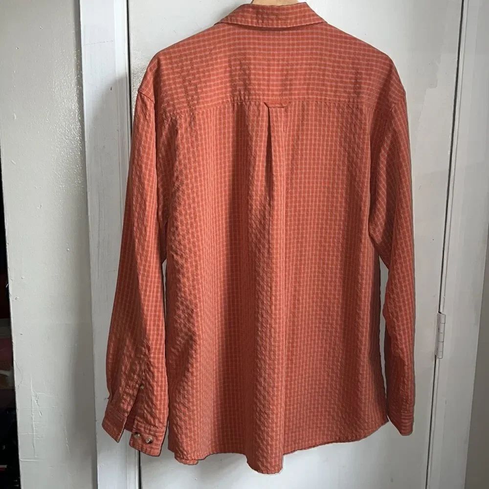 THE NORTH FACE Orange Plaid Button Up Shirt-L - Picture 4 of 9
